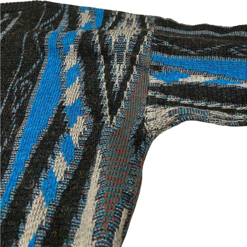 Vintage Michael Gerald Wool Blend Patterned Crew Sweater | Blue/Grey | Size L